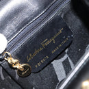 Salvatore Ferragamo Gancini Hand Bag Leather 2way Black Gold Auth 157338-12