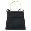 Salvatore Ferragamo Gancini Hand Bag Leather 2way Black Gold Auth 157338-13
