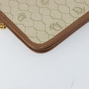 Christian Dior Honeycomb Canvas Chain Shoulder Bag PVC Beige Gold Auth 157341-13