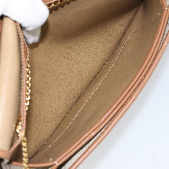 Christian Dior Honeycomb Canvas Chain Shoulder Bag PVC Beige Gold Auth 157341