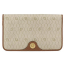 Christian Dior Honeycomb Canvas Chain Shoulder Bag PVC Beige Gold Auth 157341-2