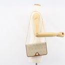 Christian Dior Honeycomb Canvas Chain Shoulder Bag PVC Beige Gold Auth 157341-22
