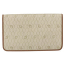 Christian Dior Honeycomb Canvas Chain Shoulder Bag PVC Beige Gold Auth 157341-3