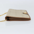 Christian Dior Honeycomb Canvas Chain Shoulder Bag PVC Beige Gold Auth 157341-5