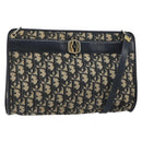 Christian Dior Trotter Canvas Shoulder Bag Navy Gold Auth 157344-1