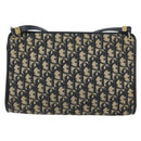 Christian Dior Trotter Canvas Shoulder Bag Navy Gold Auth 157344-3