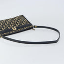 Christian Dior Trotter Canvas Shoulder Bag Navy Gold Auth 157344-7