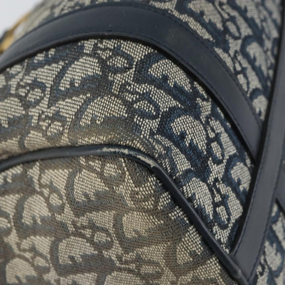 Christian Dior Trotter Canvas Mini Boston Bag Navy Gold Auth 157345