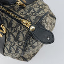 Christian Dior Trotter Canvas Mini Boston Bag Navy Gold Auth 157345-17