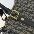 Christian Dior Trotter Canvas Mini Boston Bag Navy Gold Auth 157345-18
