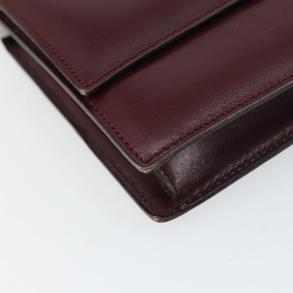 CELINE Macadam Horsebit Shoulder Bag Leather Bordeaux Gold Auth 157361