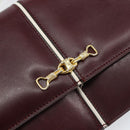 CELINE Macadam Horsebit Shoulder Bag Leather Bordeaux Gold Auth 157361-17