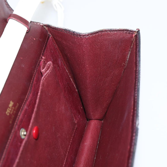 CELINE Macadam Horsebit Shoulder Bag Leather Bordeaux Gold Auth 157361