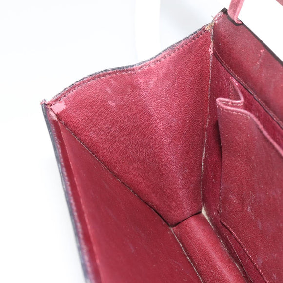 CELINE Macadam Horsebit Shoulder Bag Leather Bordeaux Gold Auth 157361