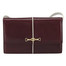 CELINE Macadam Horsebit Shoulder Bag Leather Bordeaux Gold Auth 157361-13