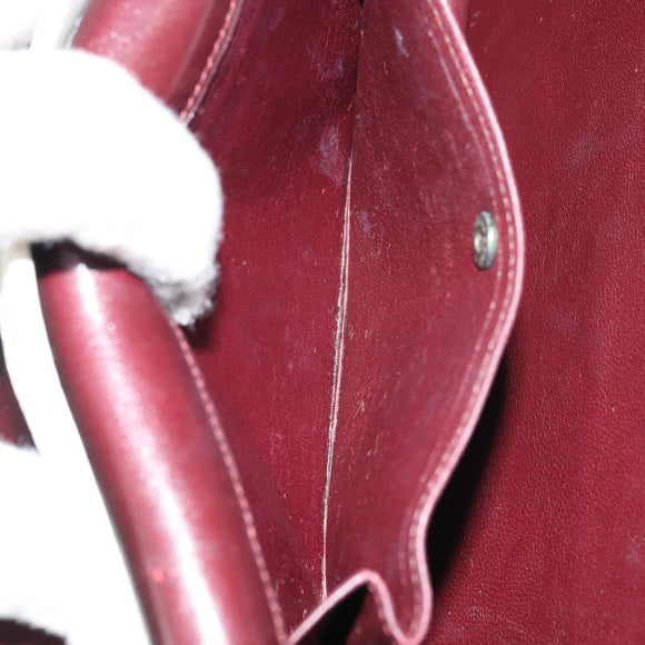 CELINE Macadam Horsebit Shoulder Bag Leather Bordeaux Gold Auth 157361