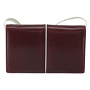 CELINE Macadam Horsebit Shoulder Bag Leather Bordeaux Gold Auth 157361-2