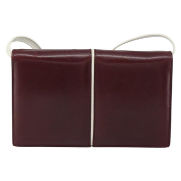 CELINE Macadam Horsebit Shoulder Bag Leather Bordeaux Gold Auth 157361 - 0