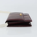 CELINE Macadam Horsebit Shoulder Bag Leather Bordeaux Gold Auth 157361-4