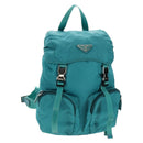 PRADA Backpack Nylon Turquoise Blue Silver Auth 157362V-1