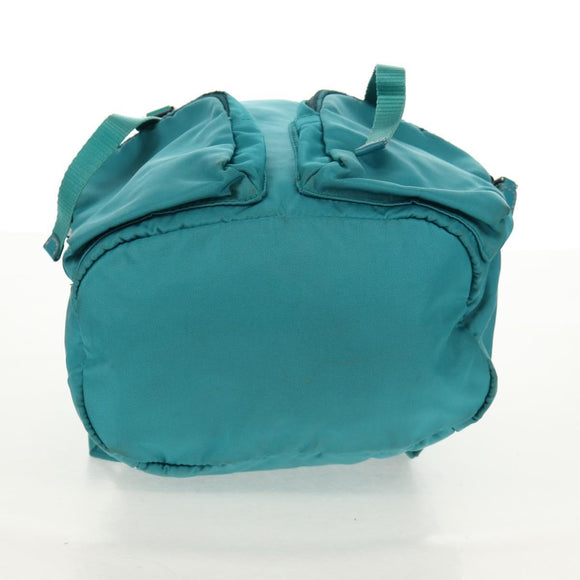 PRADA Backpack Nylon Turquoise Blue Silver Auth 157362V