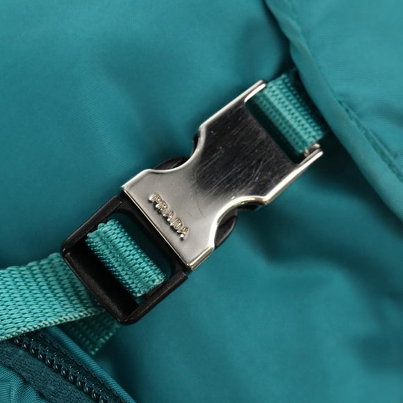 PRADA Backpack Nylon Turquoise Blue Silver Auth 157362V