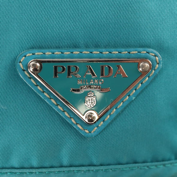 PRADA Backpack Nylon Turquoise Blue Silver Auth 157362V