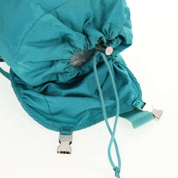 PRADA Backpack Nylon Turquoise Blue Silver Auth 157362V