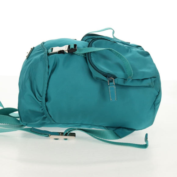 PRADA Backpack Nylon Turquoise Blue Silver Auth 157362V