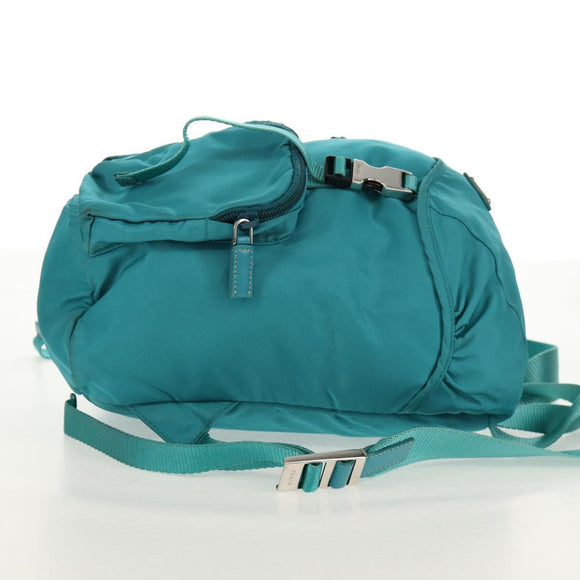PRADA Backpack Nylon Turquoise Blue Silver Auth 157362V