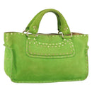 CELINE Boogie Bag Suede Gold Light green Auth 157363-1