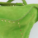CELINE Boogie Bag Suede Gold Light green Auth 157363-9