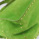 CELINE Boogie Bag Suede Gold Light green Auth 157363-14