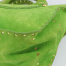 CELINE Boogie Bag Suede Gold Light green Auth 157363-15