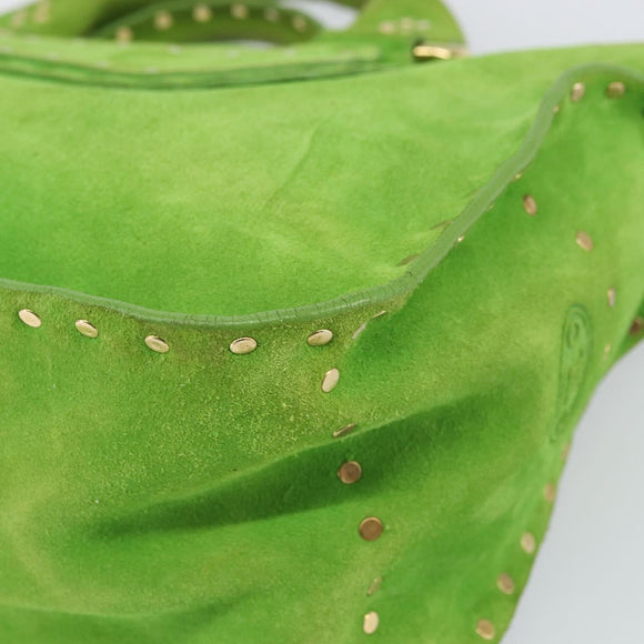 CELINE Boogie Bag Suede Gold Light green Auth 157363