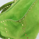 CELINE Boogie Bag Suede Gold Light green Auth 157363-16