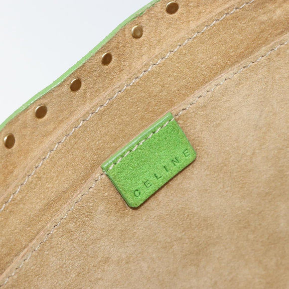 CELINE Boogie Bag Suede Gold Light green Auth 157363