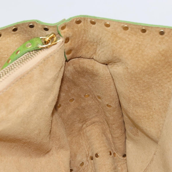 CELINE Boogie Bag Suede Gold Light green Auth 157363