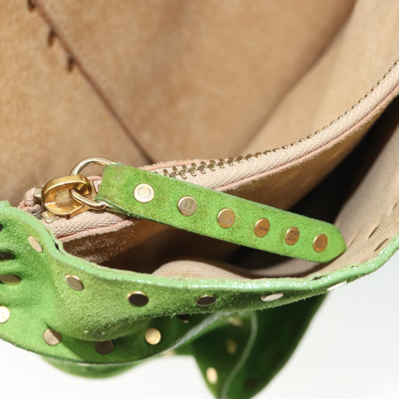 CELINE Boogie Bag Suede Gold Light green Auth 157363