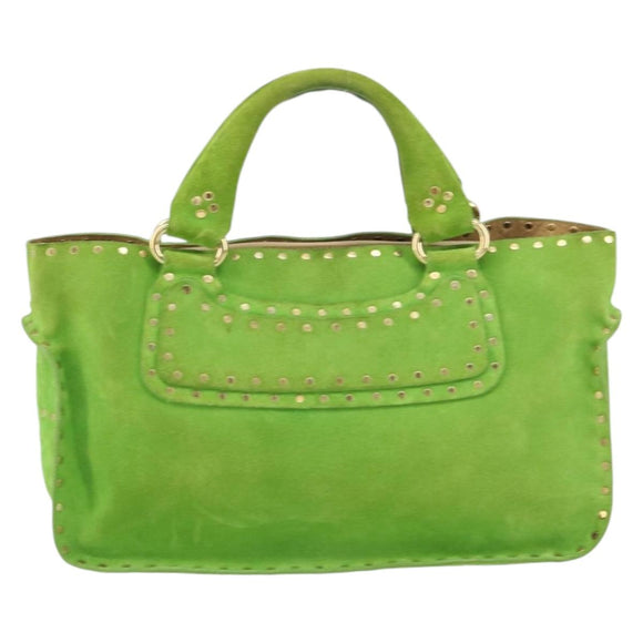 CELINE Boogie Bag Suede Gold Light green Auth 157363