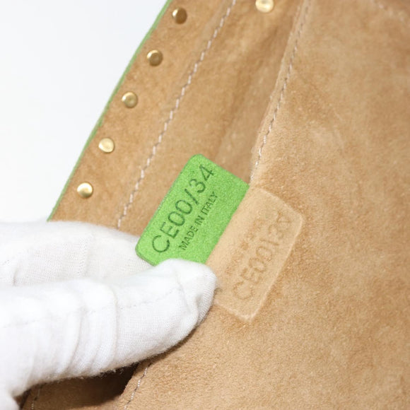 CELINE Boogie Bag Suede Gold Light green Auth 157363