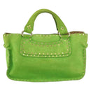 CELINE Boogie Bag Suede Gold Light green Auth 157363-2