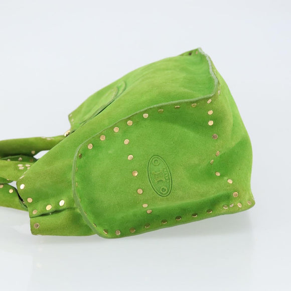 CELINE Boogie Bag Suede Gold Light green Auth 157363