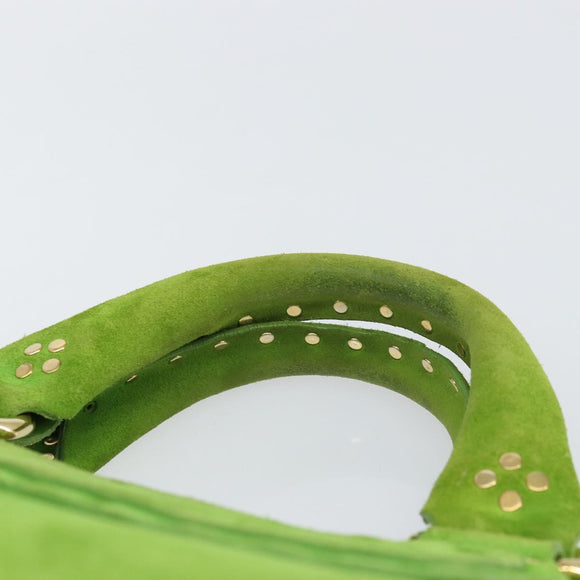 CELINE Boogie Bag Suede Gold Light green Auth 157363