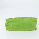 CELINE Boogie Bag Suede Gold Light green Auth 157363-5