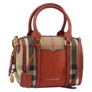 BURBERRY Nova Check Hand Bag Canvas Leather 2way Beige Gold Auth 157364-1