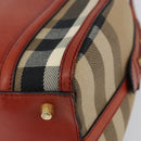BURBERRY Nova Check Hand Bag Canvas Leather 2way Beige Gold Auth 157364-10