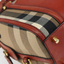 BURBERRY Nova Check Hand Bag Canvas Leather 2way Beige Gold Auth 157364-15