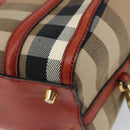 BURBERRY Nova Check Hand Bag Canvas Leather 2way Beige Gold Auth 157364-16