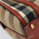 BURBERRY Nova Check Hand Bag Canvas Leather 2way Beige Gold Auth 157364-17